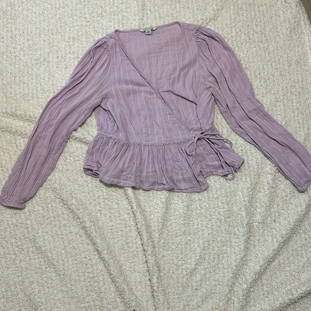 American Eagle M Cross Tie Blouse